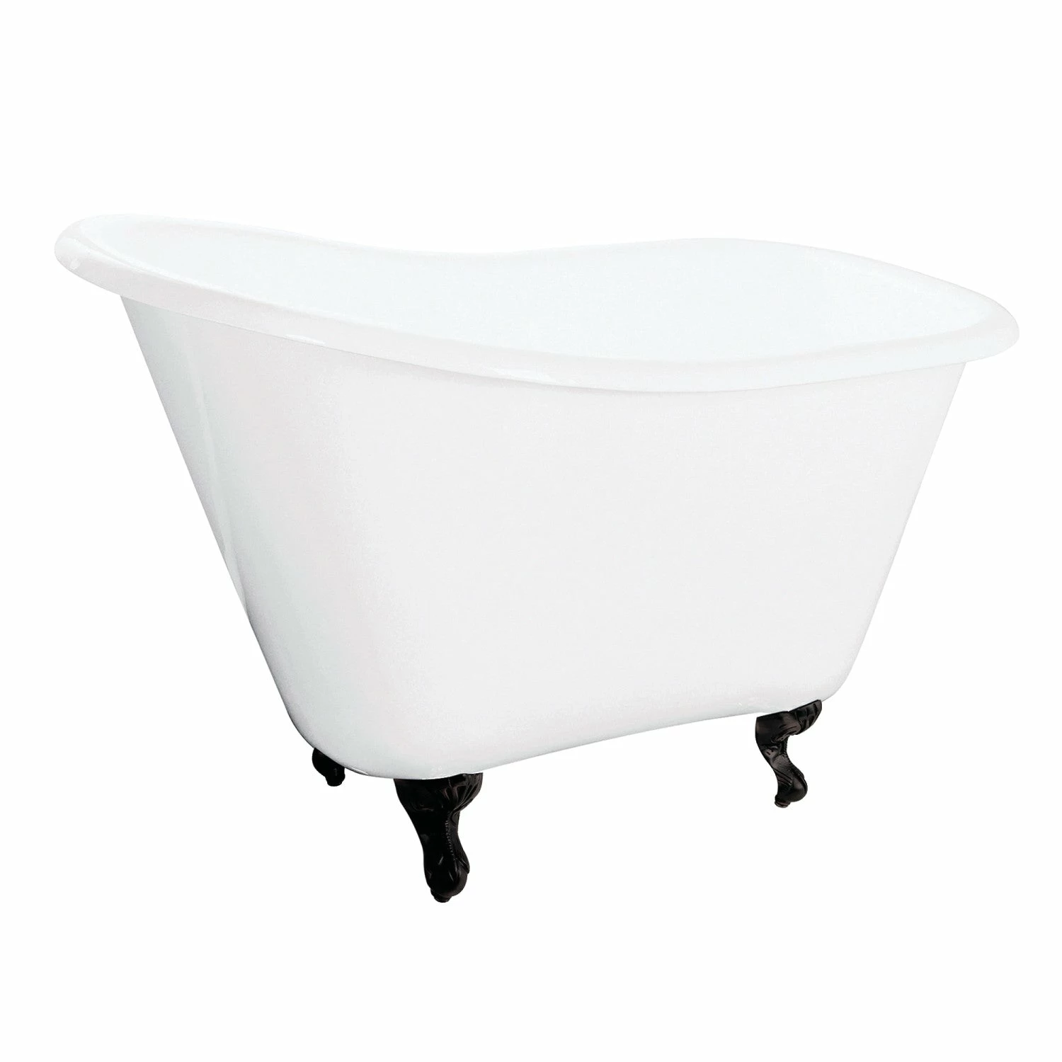 Tazatina VCTND5130NT0 51-Inch Cast Iron Single Slipper Clawfoot Tub (No Faucet Drillings), White/Matte Black - Image 2