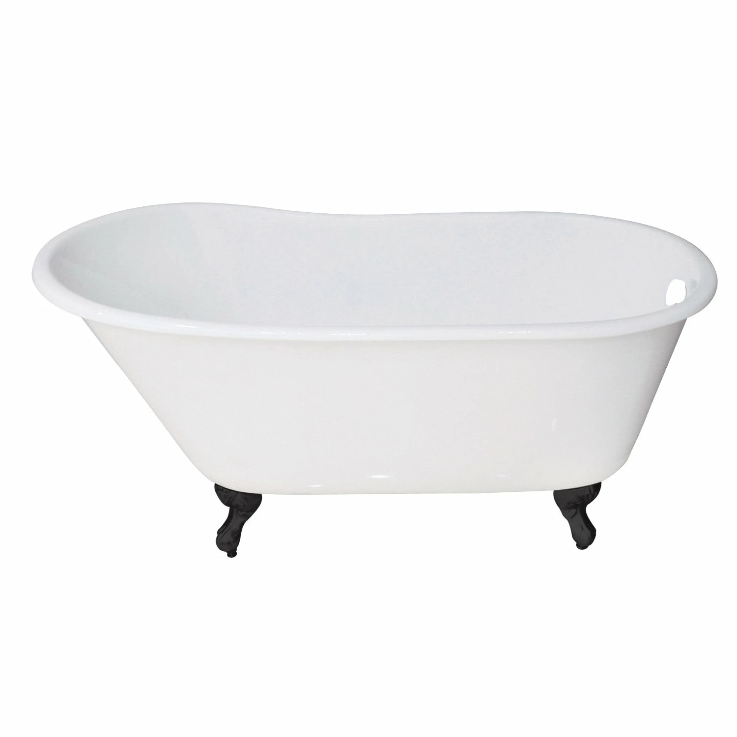 Aqua Eden VCTND5328NT0 53-Inch Cast Iron Single Slipper Clawfoot Tub (No Faucet Drillings), White/Matte Black - Image 2