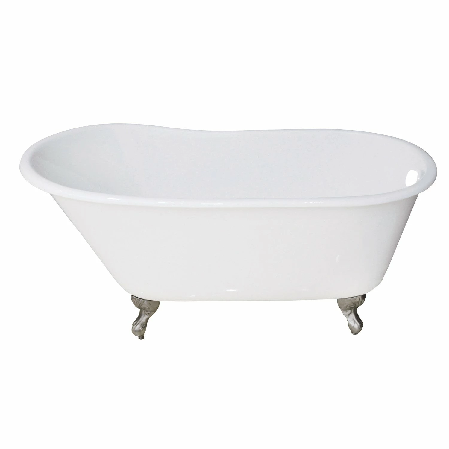 Aqua Eden VCTND5328NT1 53-Inch Cast Iron Single Slipper Clawfoot Tub (No Faucet Drillings), White/Polished Chrome - Image 3