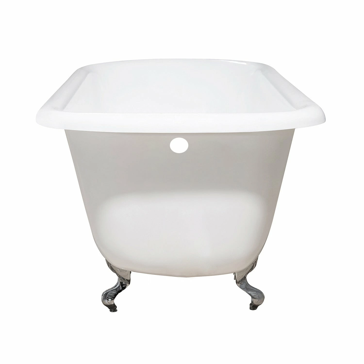 Aqua Eden VCTND543019W1 54-Inch Cast Iron Roll Top Clawfoot Tub (No Faucet Drillings), White/Polished Chrome - Image 4