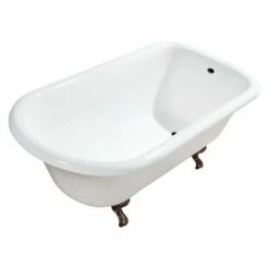 Aqua Eden VCTND543019W5 54-Inch Cast Iron Roll Top Clawfoot Tub (No Faucet Drillings), White/Oil Rubbed Bronze