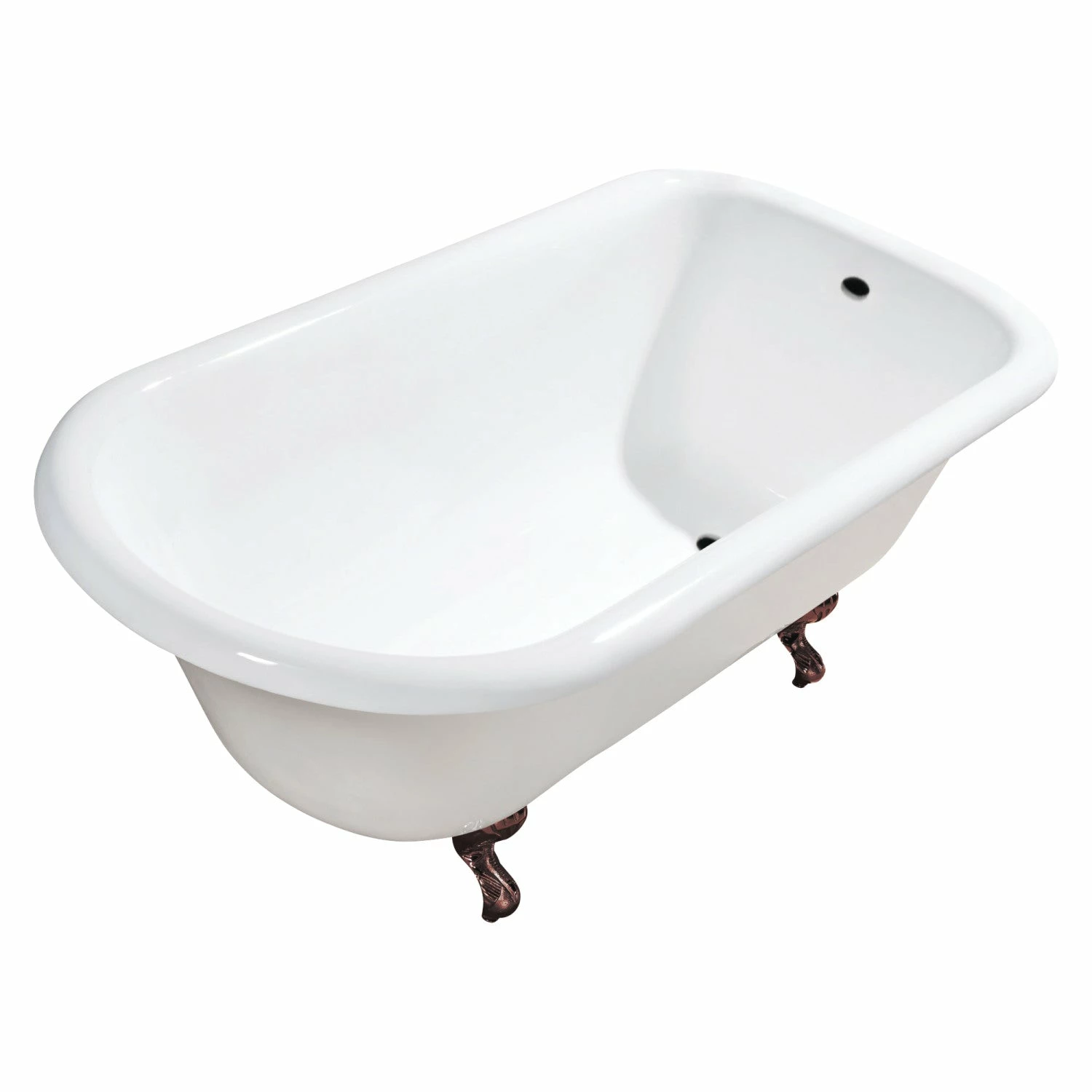 Aqua Eden VCTND543019W5 54-Inch Cast Iron Roll Top Clawfoot Tub (No Faucet Drillings), White/Oil Rubbed Bronze