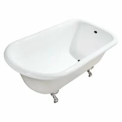 Aqua Eden VCTND543019W6 54-Inch Cast Iron Roll Top Clawfoot Tub (No Faucet Drillings), White/Polished Nickel