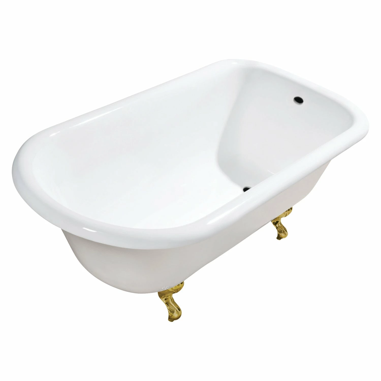 Aqua Eden VCTND543019W7 54-Inch Cast Iron Roll Top Clawfoot Tub (No Faucet Drillings), White/Brushed Brass