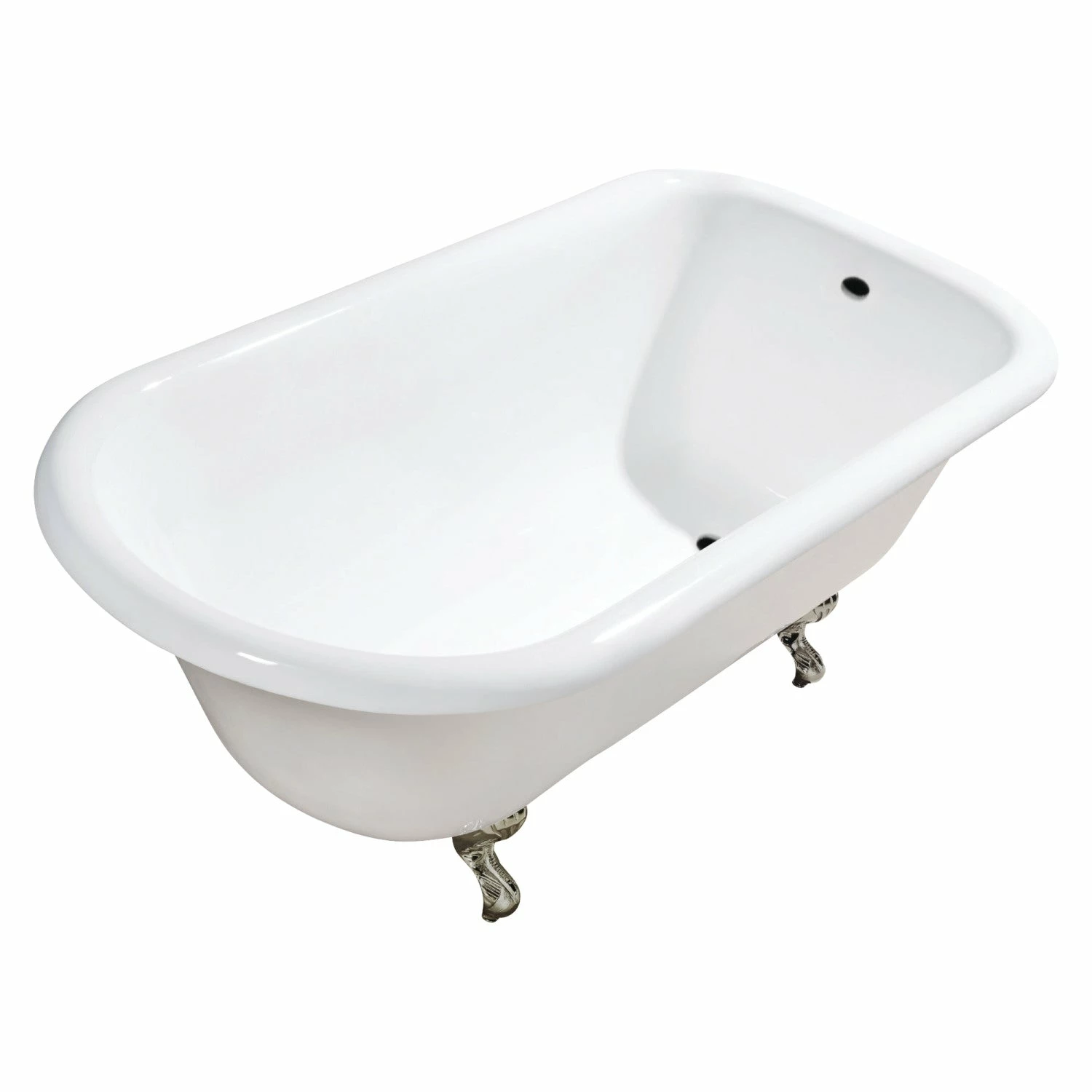 Aqua Eden VCTND543019W8 54-Inch Cast Iron Roll Top Clawfoot Tub (No Faucet Drillings), White/Brushed Nickel