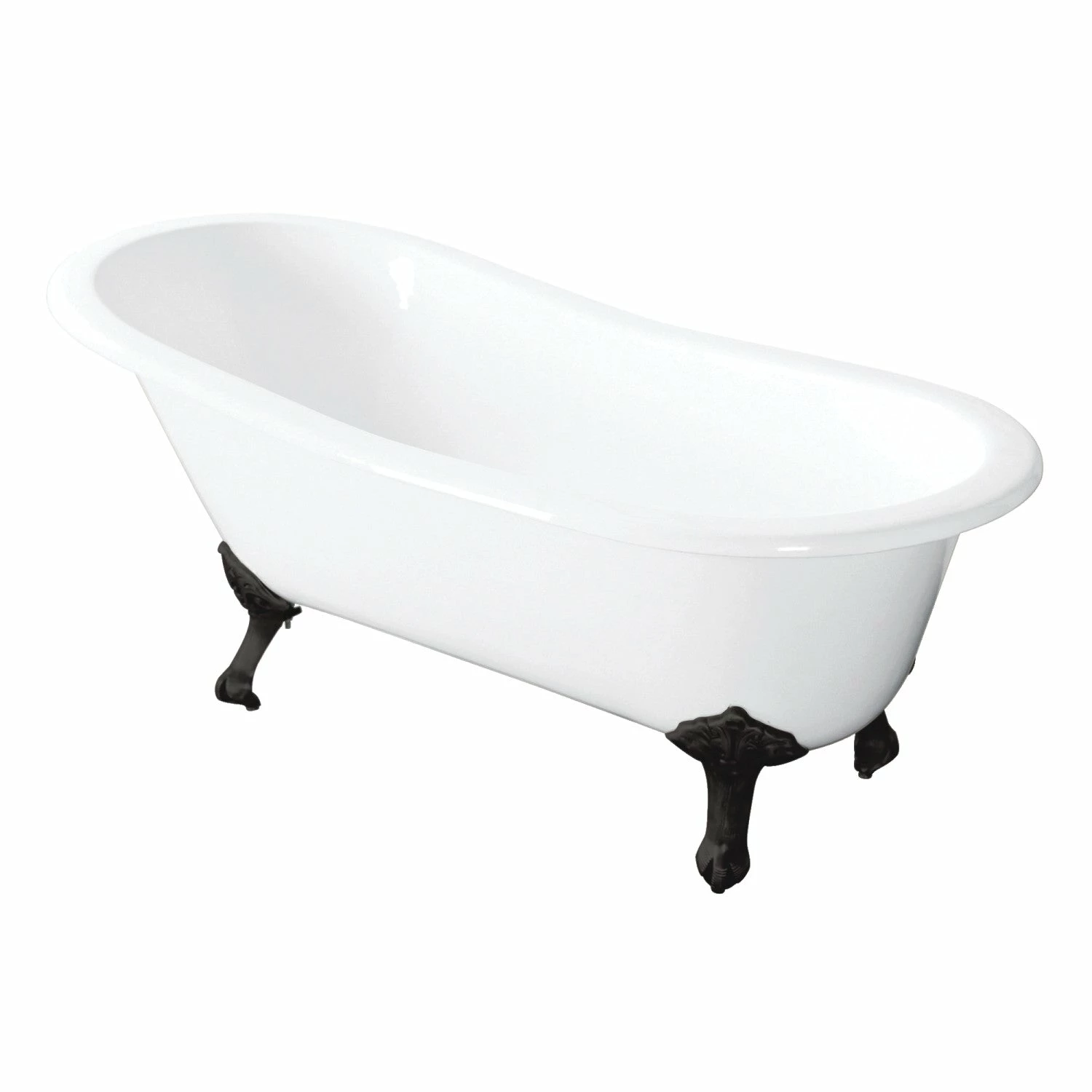 Tazatina VCTND5431B0 54-Inch Cast Iron Single Slipper Clawfoot Tub (No Faucet Drillings), White/Matte Black - Image 2