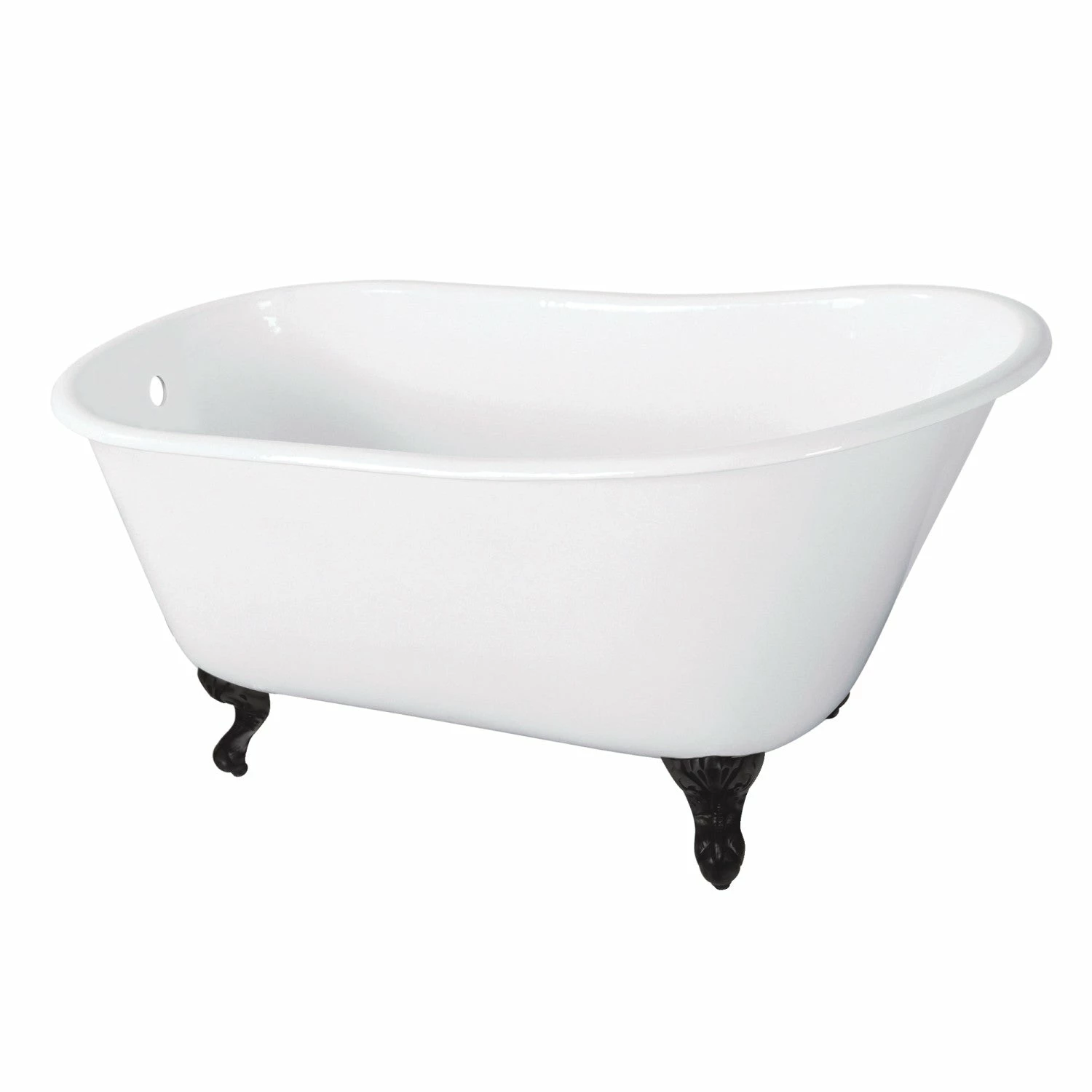 Onamia VCTND5728NT0 57-Inch Cast Iron Single Slipper Clawfoot Tub (No Faucet Drillings), White/Matte Black - Image 2