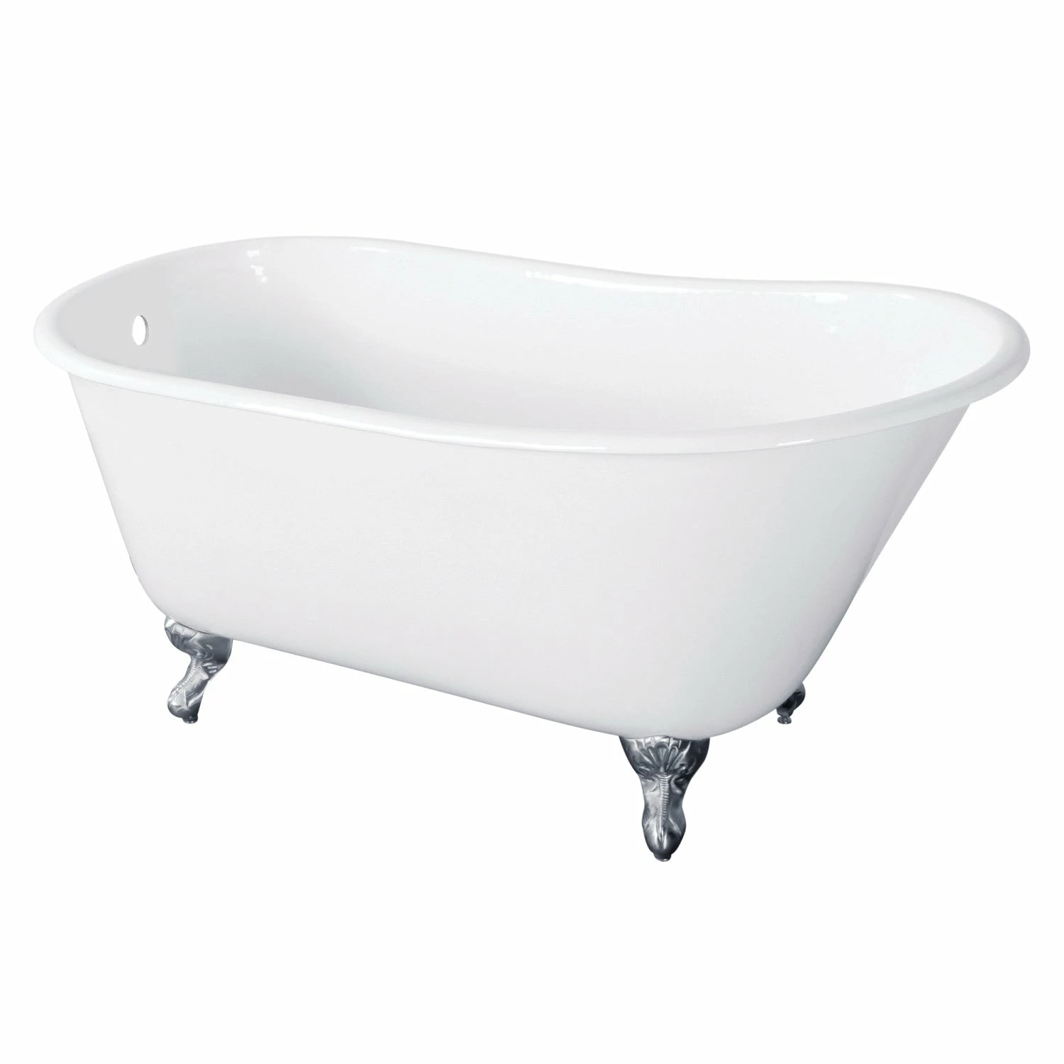 Onamia VCTND5728NT1 57-Inch Cast Iron Single Slipper Clawfoot Tub (No Faucet Drillings), White/Polished Chrome - Image 3