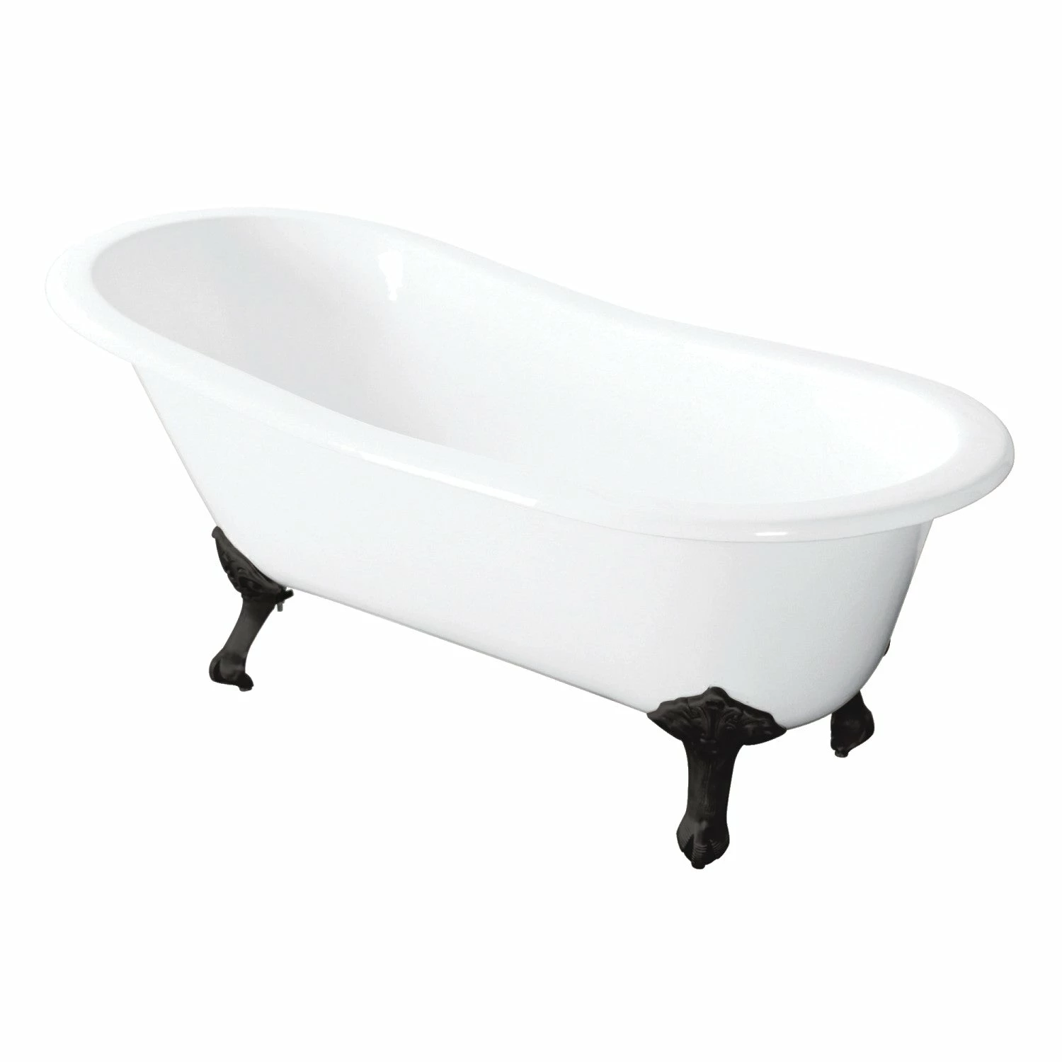 Aqua Eden VCTND5731B0 57-Inch Cast Iron Single Slipper Clawfoot Tub (No Faucet Drillings), White/Matte Black - Image 2