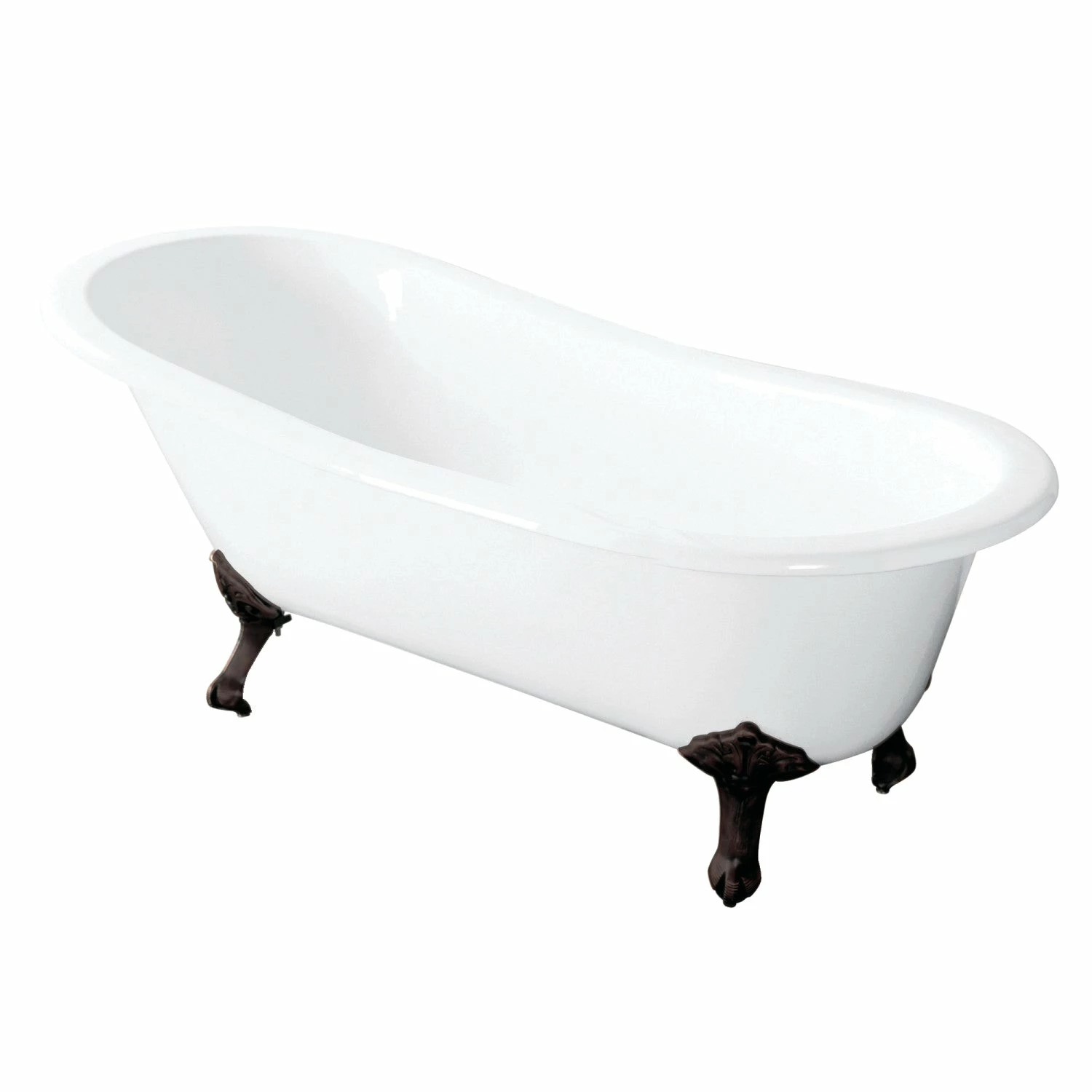 Tazatina VCTND5731B5 57-Inch Cast Iron Single Slipper Clawfoot Tub (No Faucet Drillings), White/Oil Rubbed Bronze - Image 3
