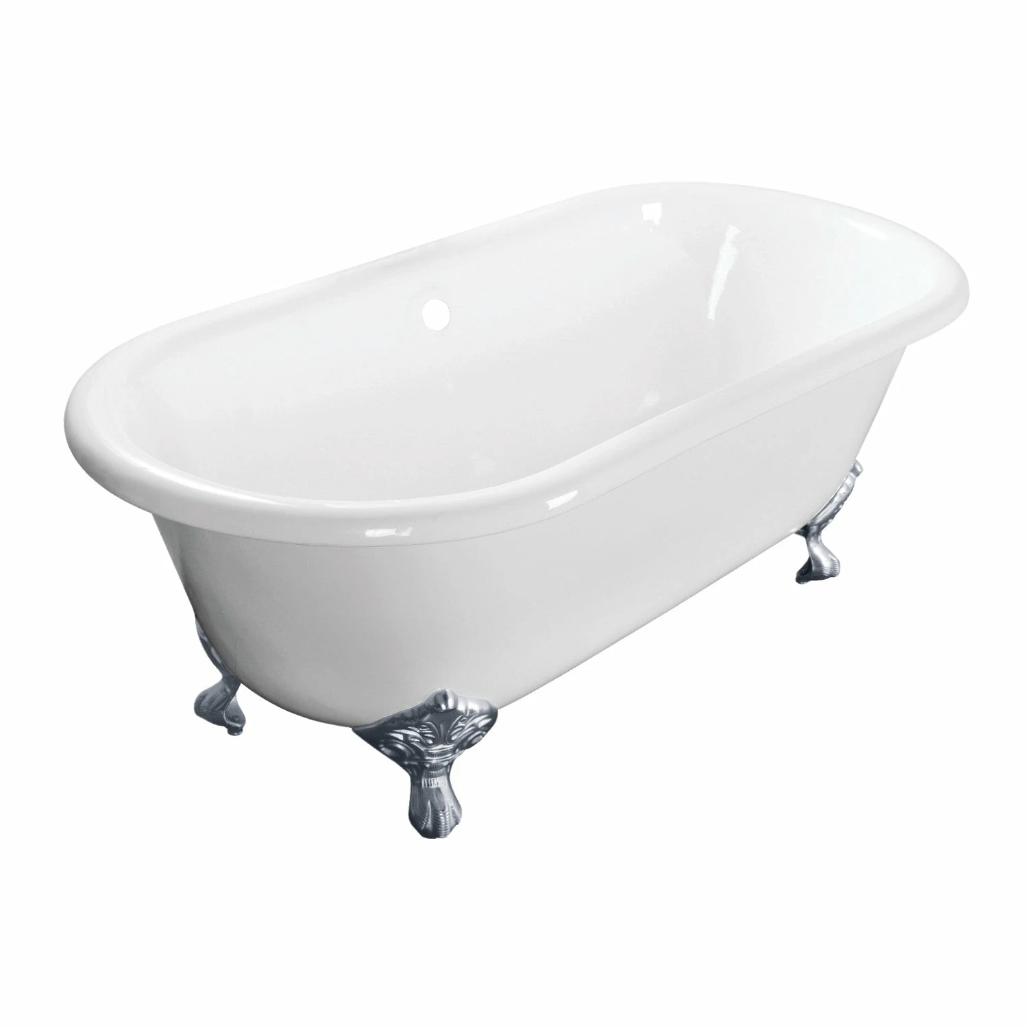 Aqua Eden VCTND603017NB1 60-Inch Cast Iron Double Ended Clawfoot Tub (No Faucet Drillings), White/Polished Chrome - Image 4
