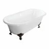 Aqua Eden VCTND603017NB5 60-Inch Cast Iron Double Ended Clawfoot Tub (No Faucet Drillings), White/Oil Rubbed Bronze