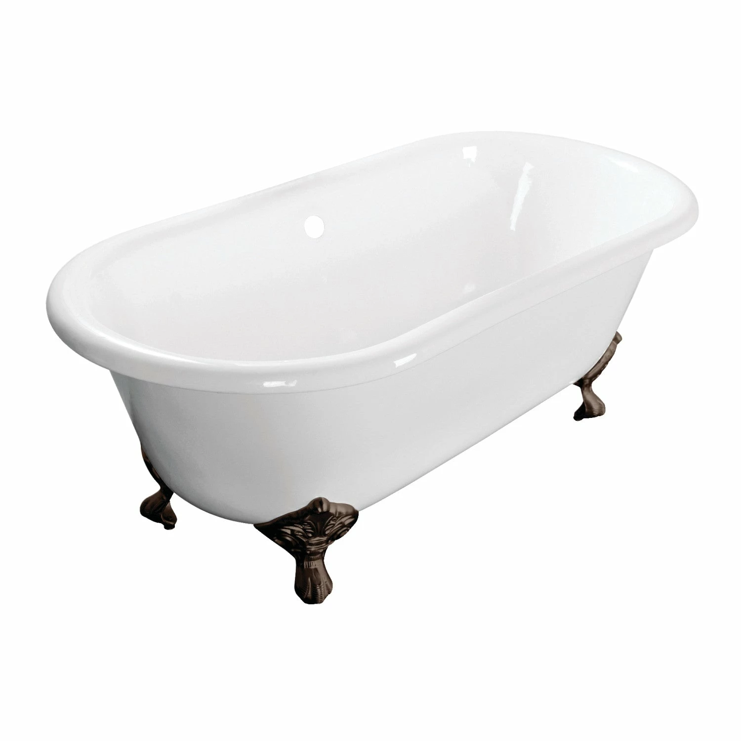 Aqua Eden VCTND603017NB5 60-Inch Cast Iron Double Ended Clawfoot Tub (No Faucet Drillings), White/Oil Rubbed Bronze
