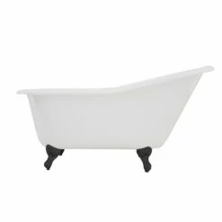 Aqua Eden VCTND6030NT0 60-Inch Cast Iron Single Slipper Clawfoot Tub (No Faucet Drillings), White/Matte Black