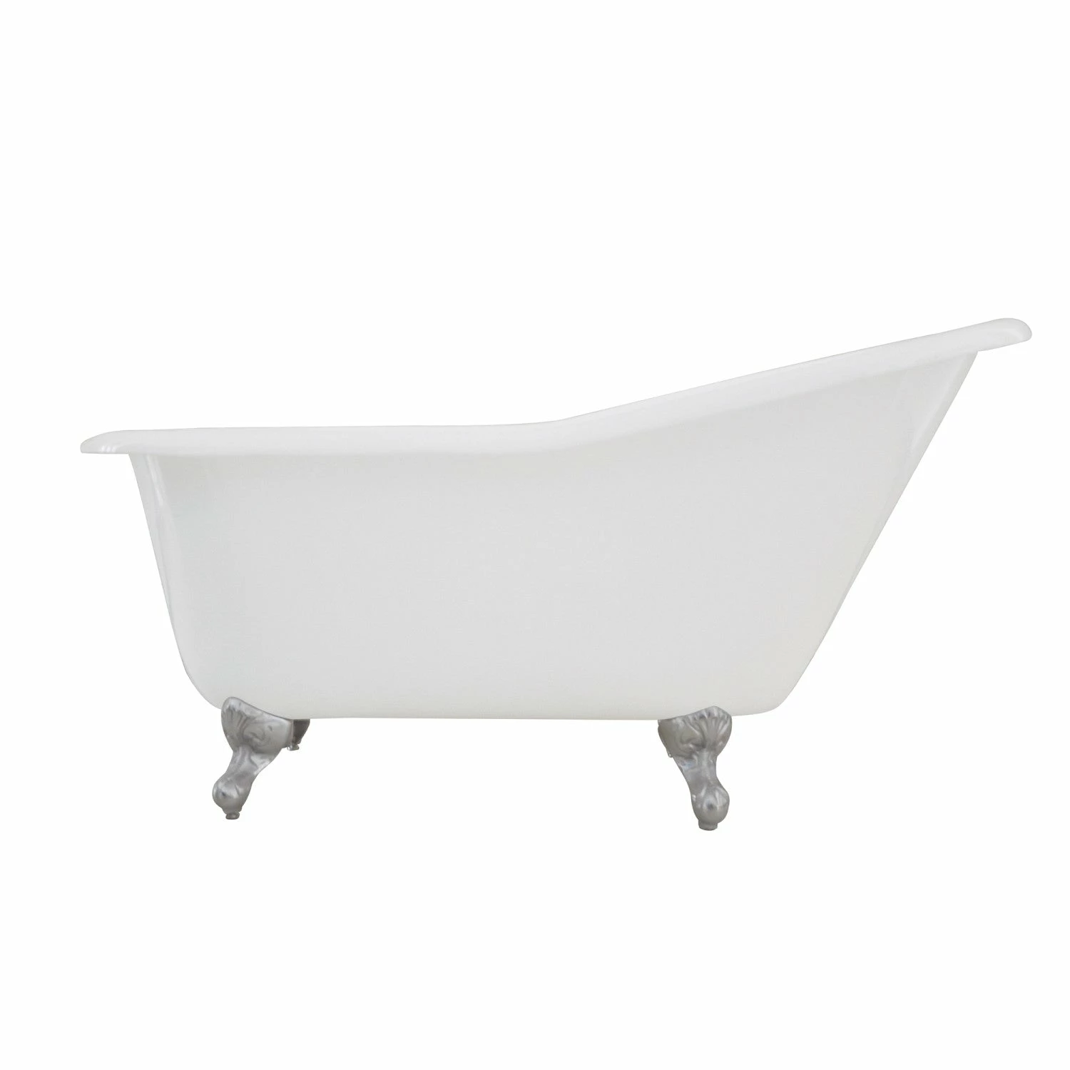 Aqua Eden VCTND6030NT1 60-Inch Cast Iron Single Slipper Clawfoot Tub (No Faucet Drillings), White/Polished Chrome - Image 2