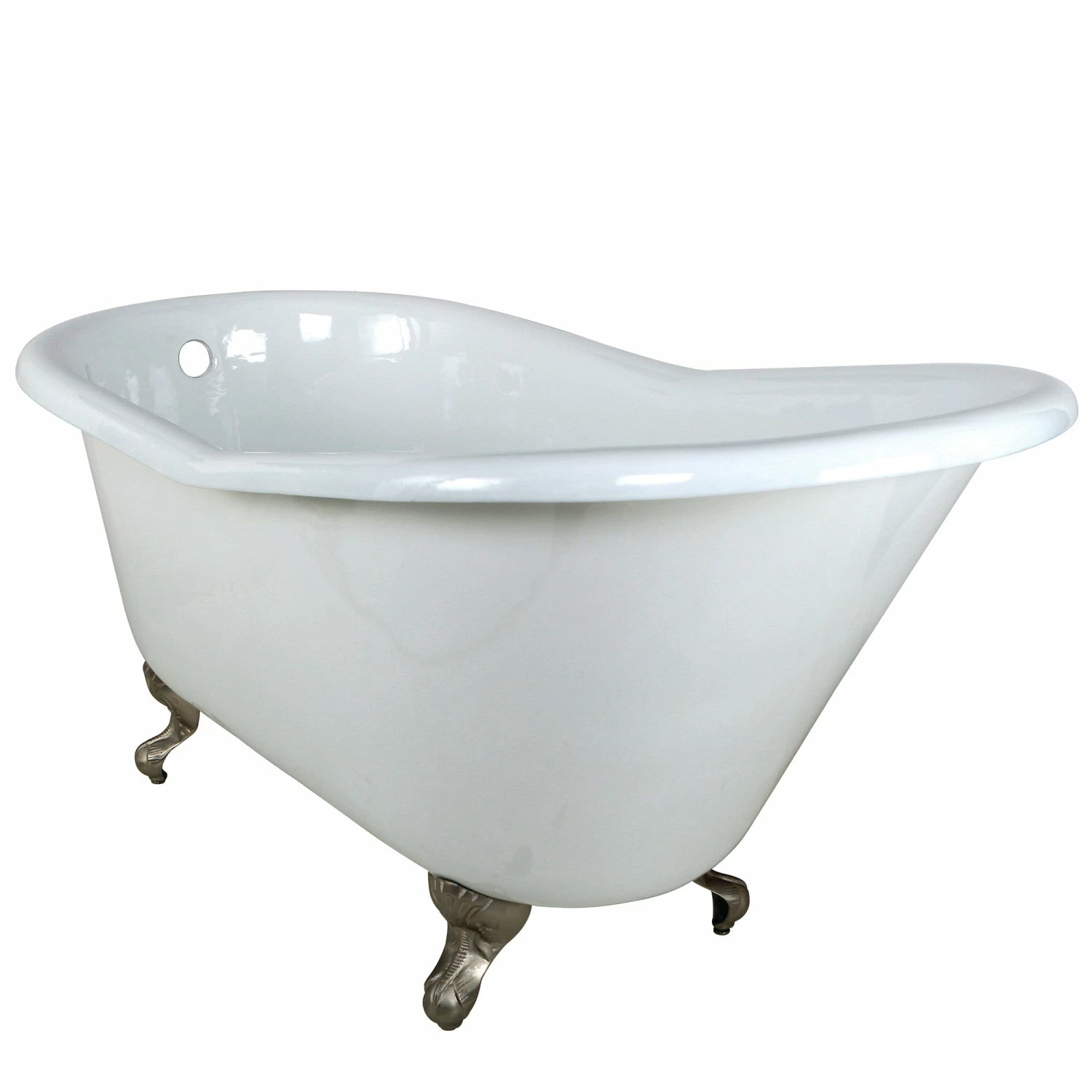 Aqua Eden VCTND6030NT8 60-Inch Cast Iron Single Slipper Clawfoot Tub (No Faucet Drillings), White/Brushed Nickel - Image 2