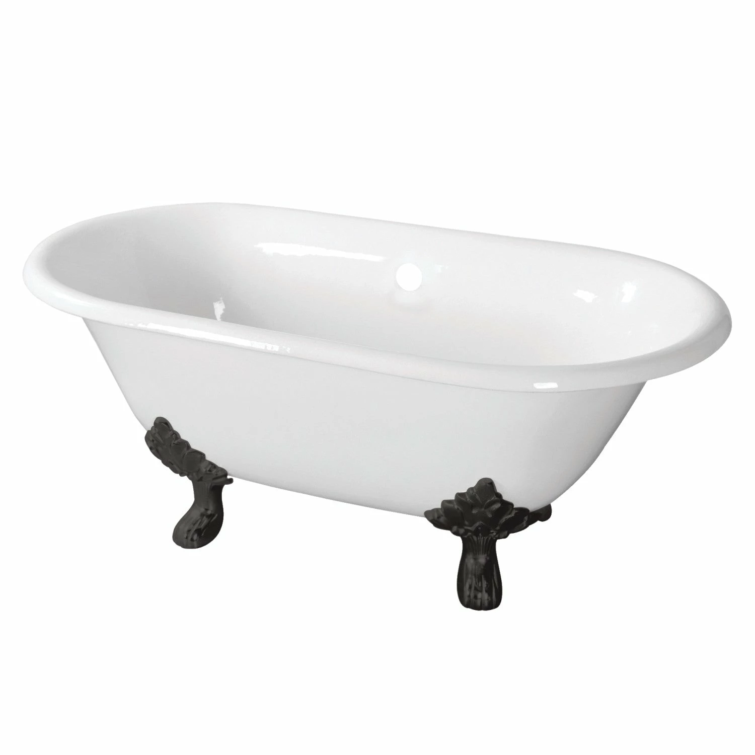 Aqua Eden VCTND603119NC0 60-Inch Cast Iron Double Ended Clawfoot Tub (No Faucet Drillings), White/Matte Black - Image 2