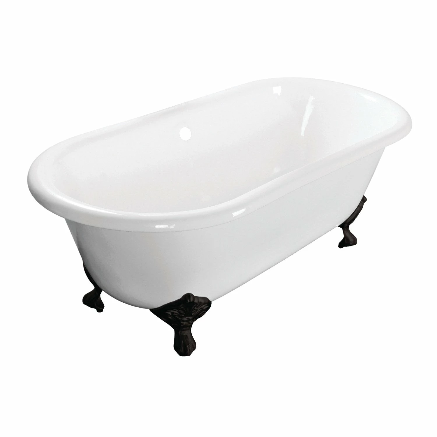 Aqua Eden VCTND663013NB0 66-Inch Cast Iron Double Ended Clawfoot Tub (No Faucet Drillings), White/Matte Black - Image 2