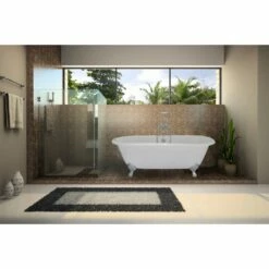 Aqua Eden VCTND663013NB1 66-Inch Cast Iron Double Ended Clawfoot Tub (No Faucet Drillings), White/Polished Chrome