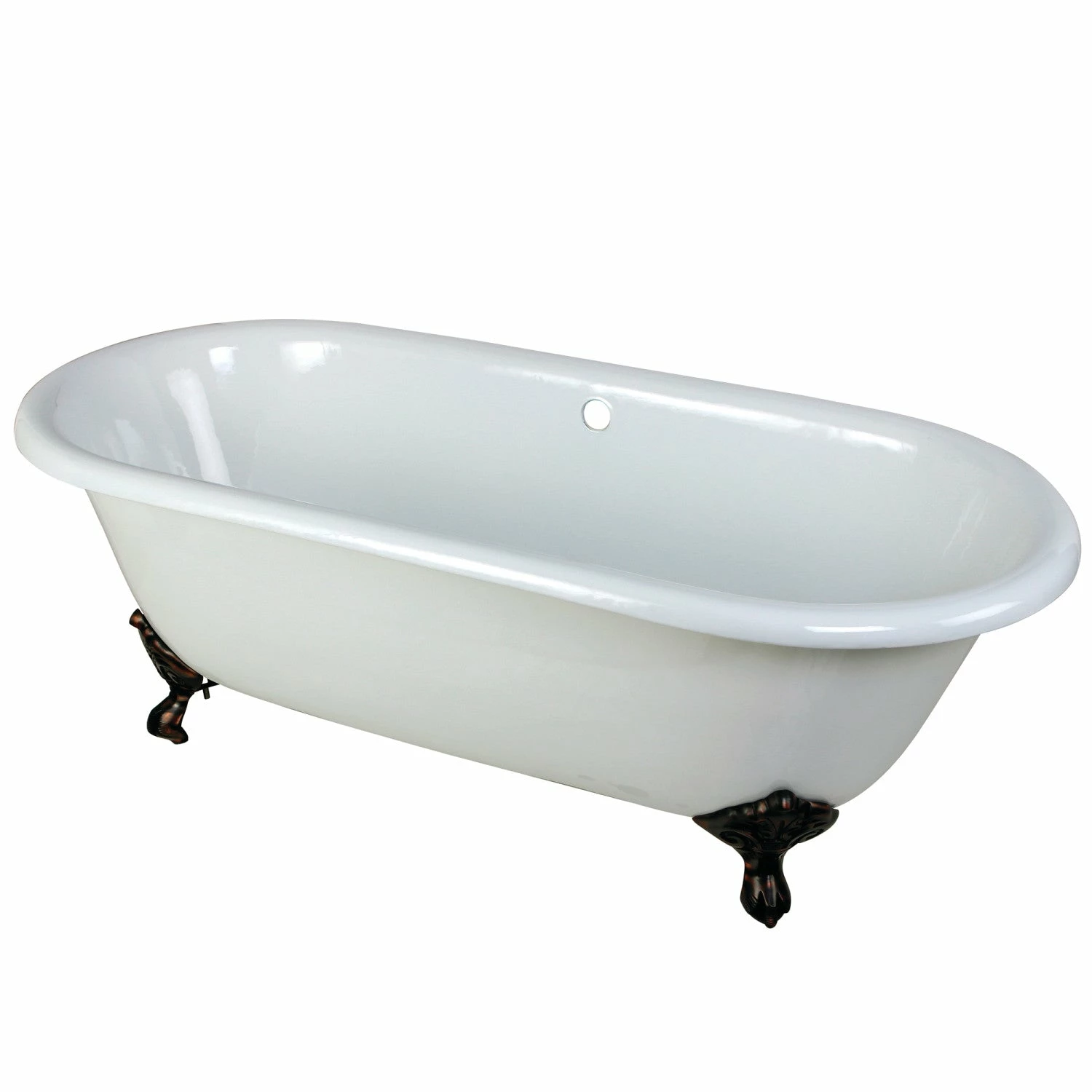 Aqua Eden VCTND663013NB5 66-Inch Cast Iron Double Ended Clawfoot Tub (No Faucet Drillings), White/Oil Rubbed Bronze - Image 3
