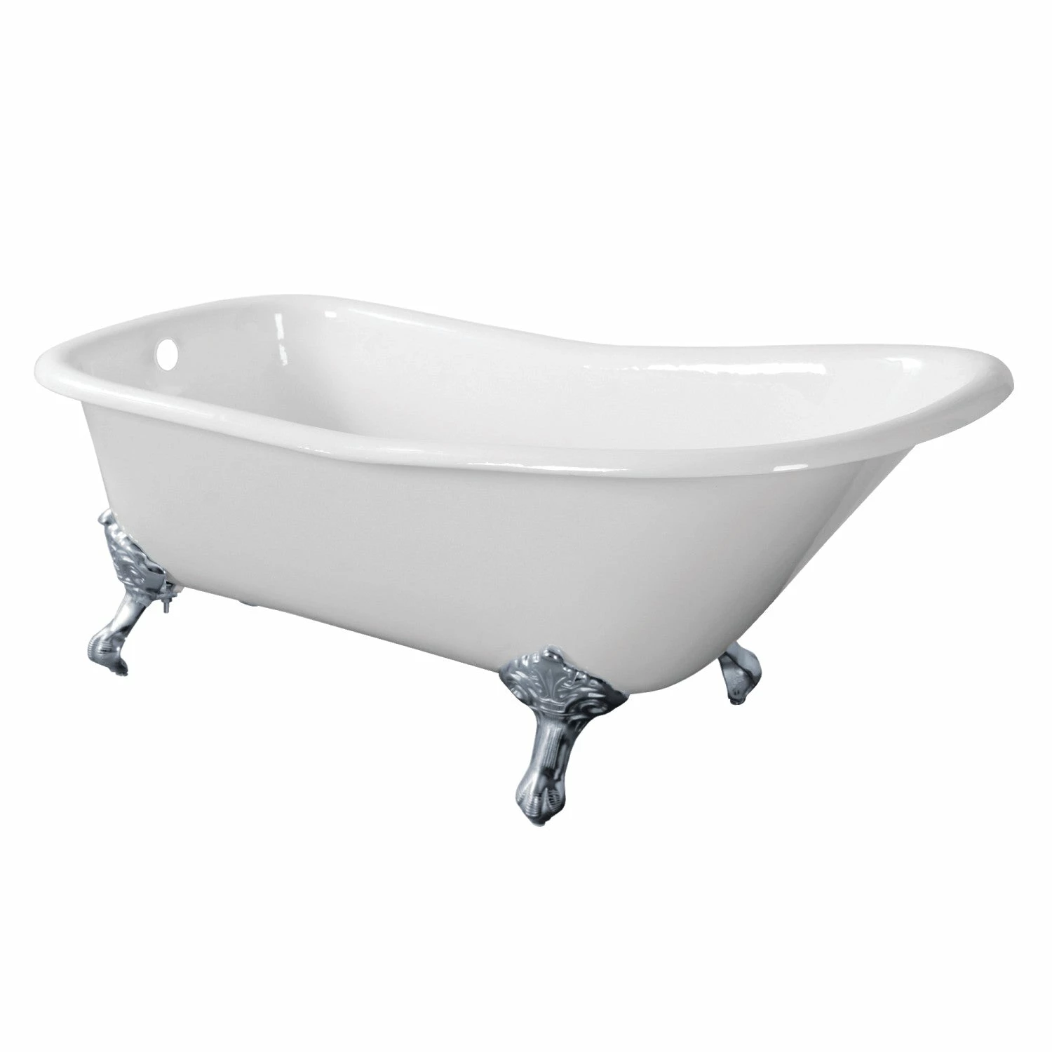 Aqua Eden VCTND6630NF1 67-Inch Cast Iron Single Slipper Clawfoot Tub (No Faucet Drillings), White/Polished Chrome - Image 4
