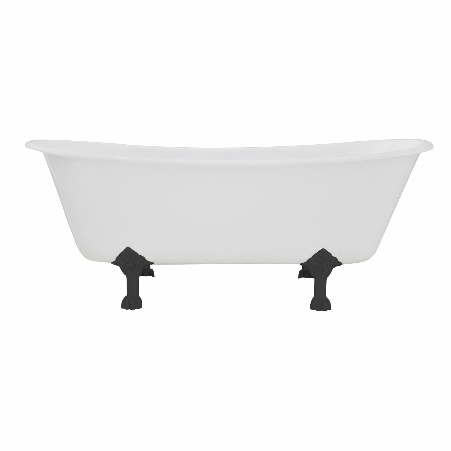 Aqua Eden VCTND6728NH0 67-Inch Cast Iron Double Slipper Clawfoot Tub (No Faucet Drillings), White/Matte Black - Image 2