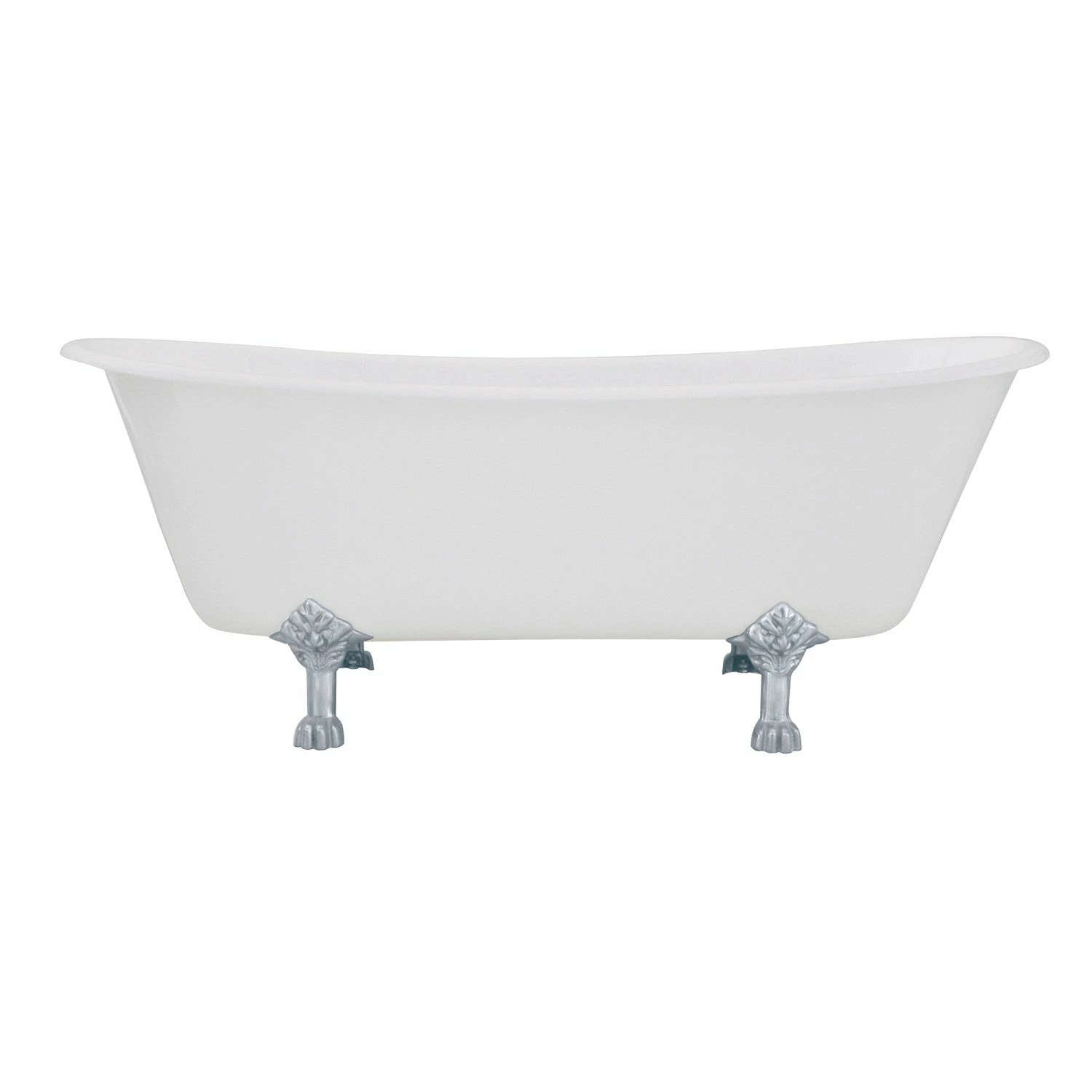 Aqua Eden VCTND6728NH1 67-Inch Cast Iron Double Slipper Clawfoot Tub (No Faucet Drillings), White/Polished Chrome - Image 5