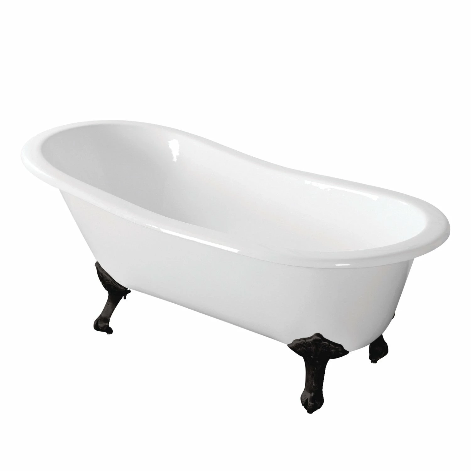 Aqua Eden VCTND673122ZB0 67-Inch Cast Iron Single Slipper Clawfoot Tub (No Faucet Drillings), White/Matte Black - Image 2