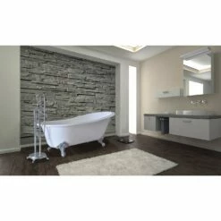 Aqua Eden VCTND673122ZB1 67-Inch Cast Iron Single Slipper Clawfoot Tub (No Faucet Drillings), White/Polished Chrome