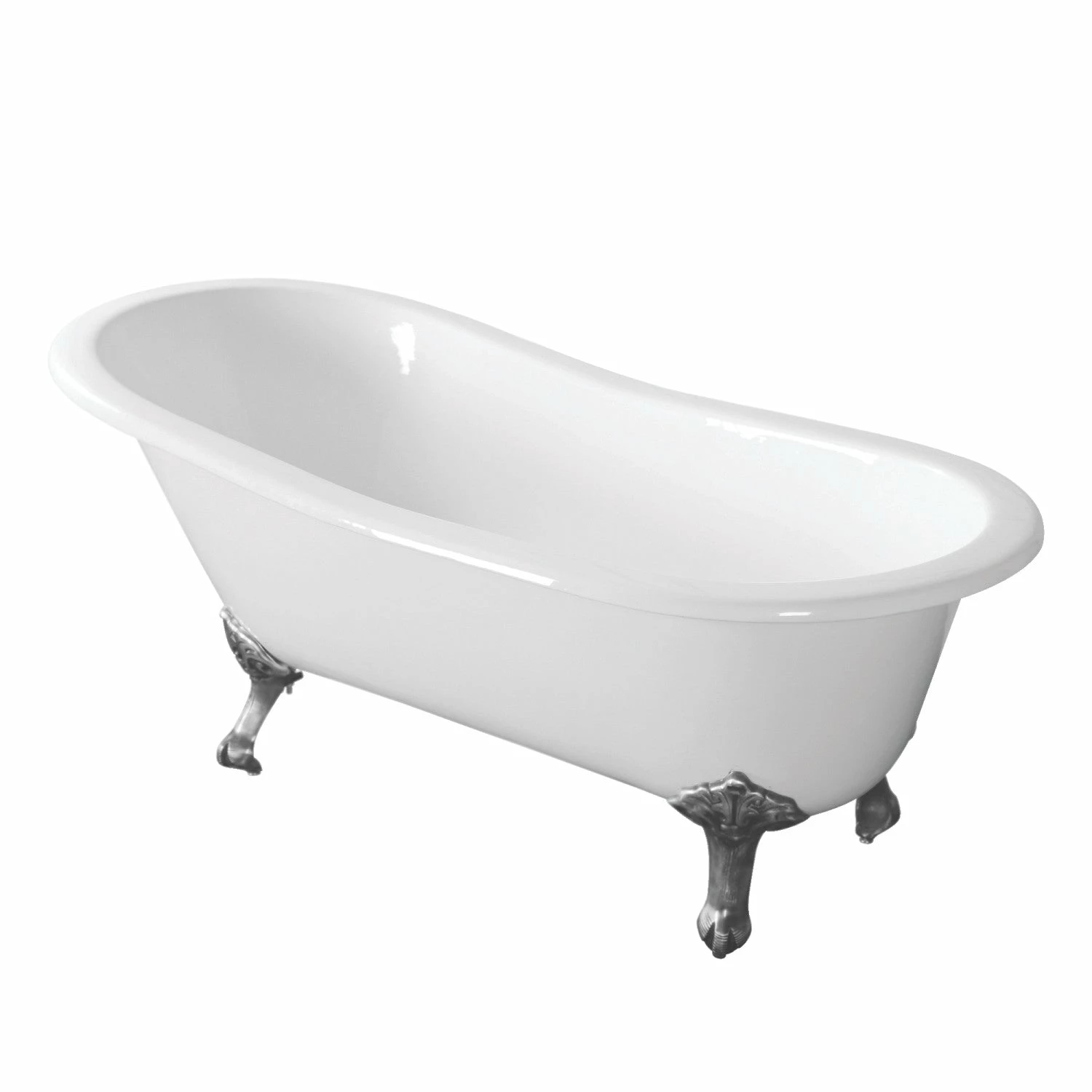 Aqua Eden VCTND673122ZB1 67-Inch Cast Iron Single Slipper Clawfoot Tub (No Faucet Drillings), White/Polished Chrome - Image 5