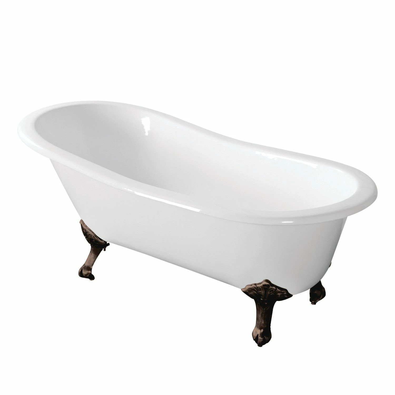 Aqua Eden VCTND673122ZB5 67-Inch Cast Iron Single Slipper Clawfoot Tub (No Faucet Drillings), White/Oil Rubbed Bronze