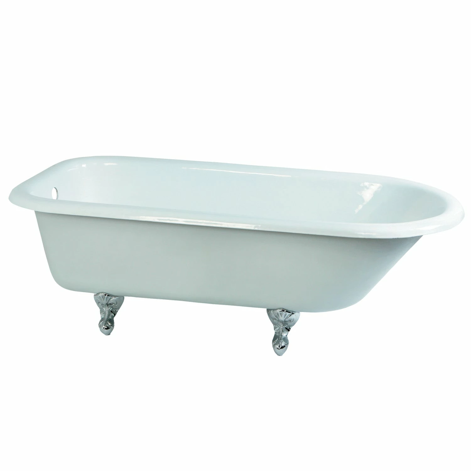 Aqua Eden VCTND673123T1 66-Inch Cast Iron Roll Top Clawfoot Tub (No Faucet Drillings), White/Polished Chrome - Image 2