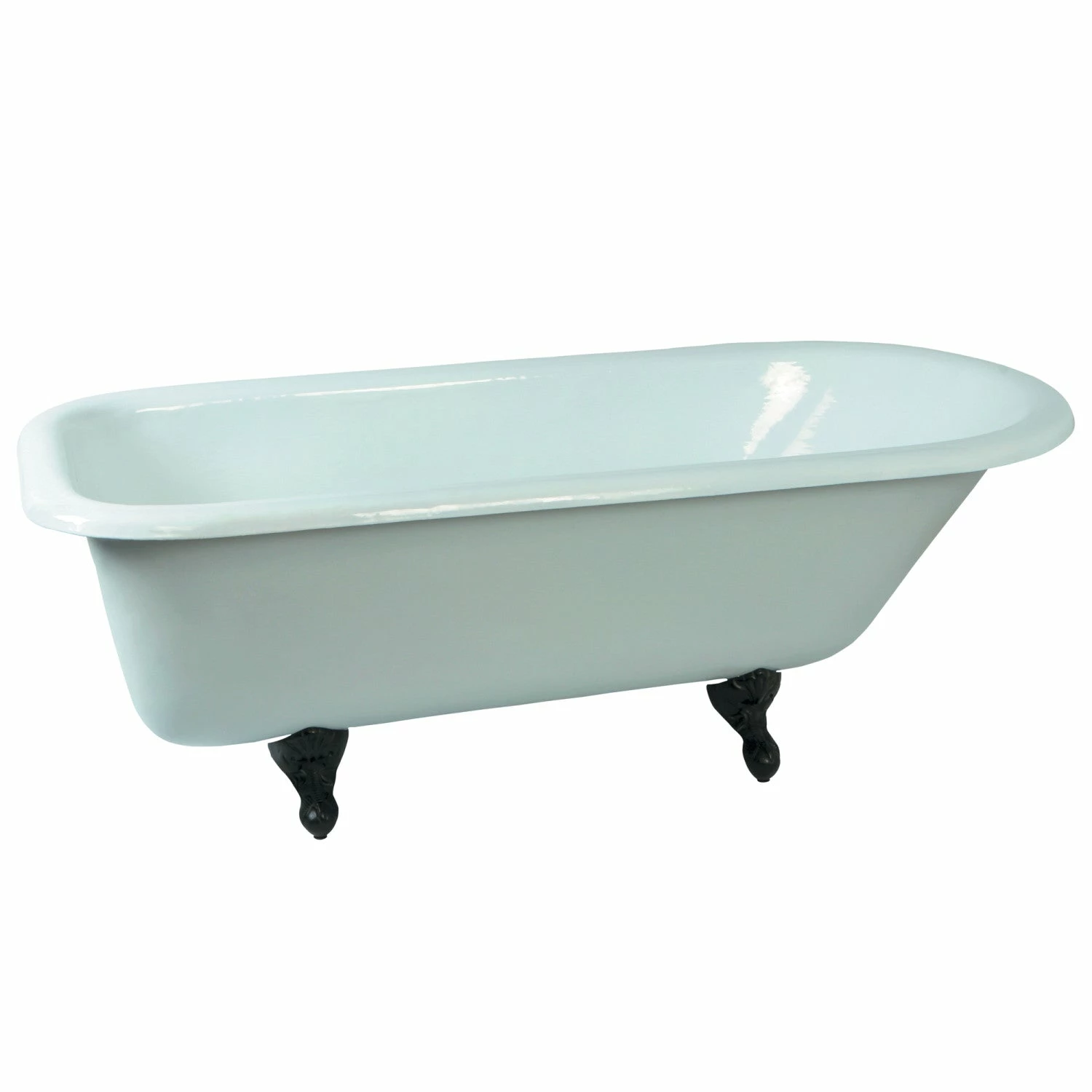 Aqua Eden VCTND673123T5 66-Inch Cast Iron Roll Top Clawfoot Tub (No Faucet Drillings), White/Oil Rubbed Bronze - Image 2
