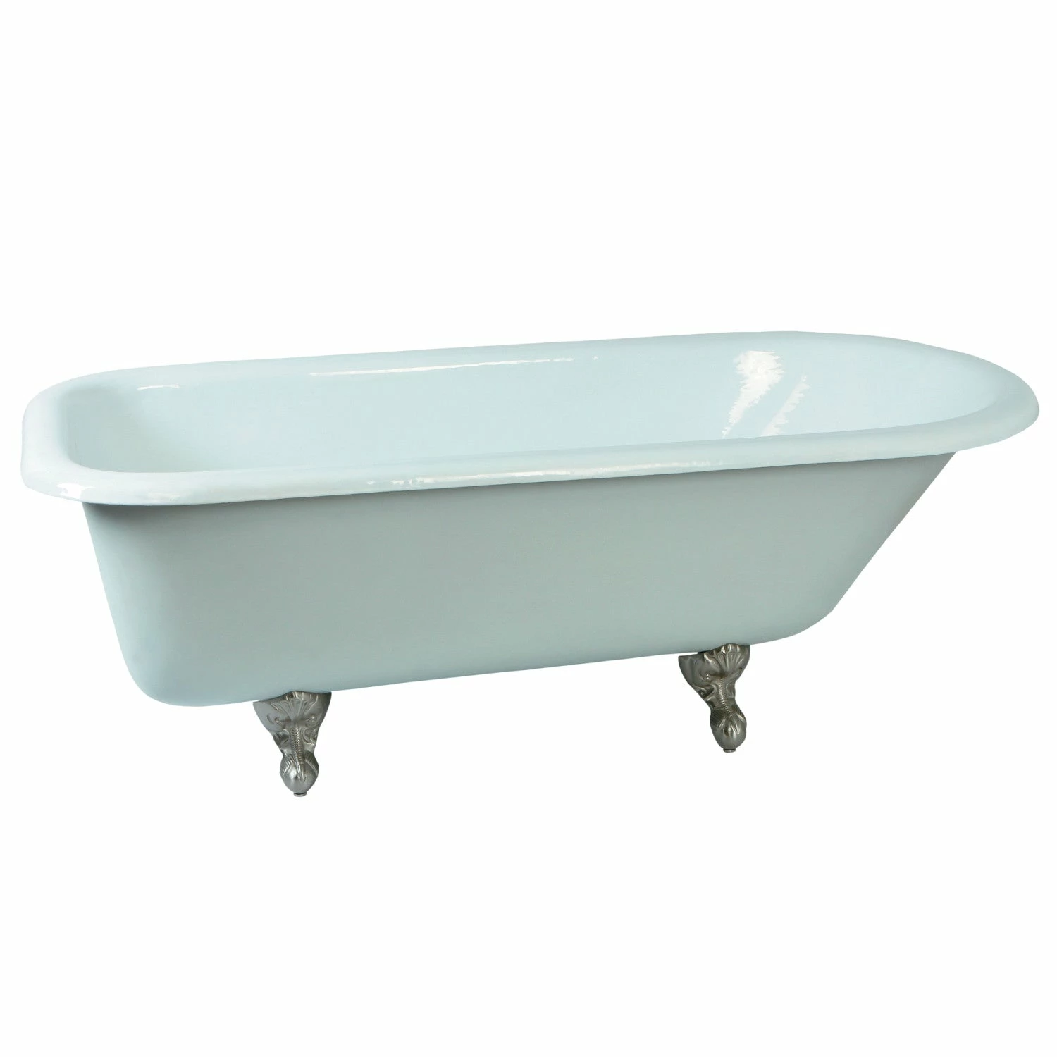 Aqua Eden VCTND673123T8 66-Inch Cast Iron Roll Top Clawfoot Tub (No Faucet Drillings), White/Brushed Nickel - Image 2