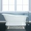 Aqua Eden VCTND673128 67-Inch Cast Iron Single Slipper Pedestal Tub (No Faucet Drillings), White