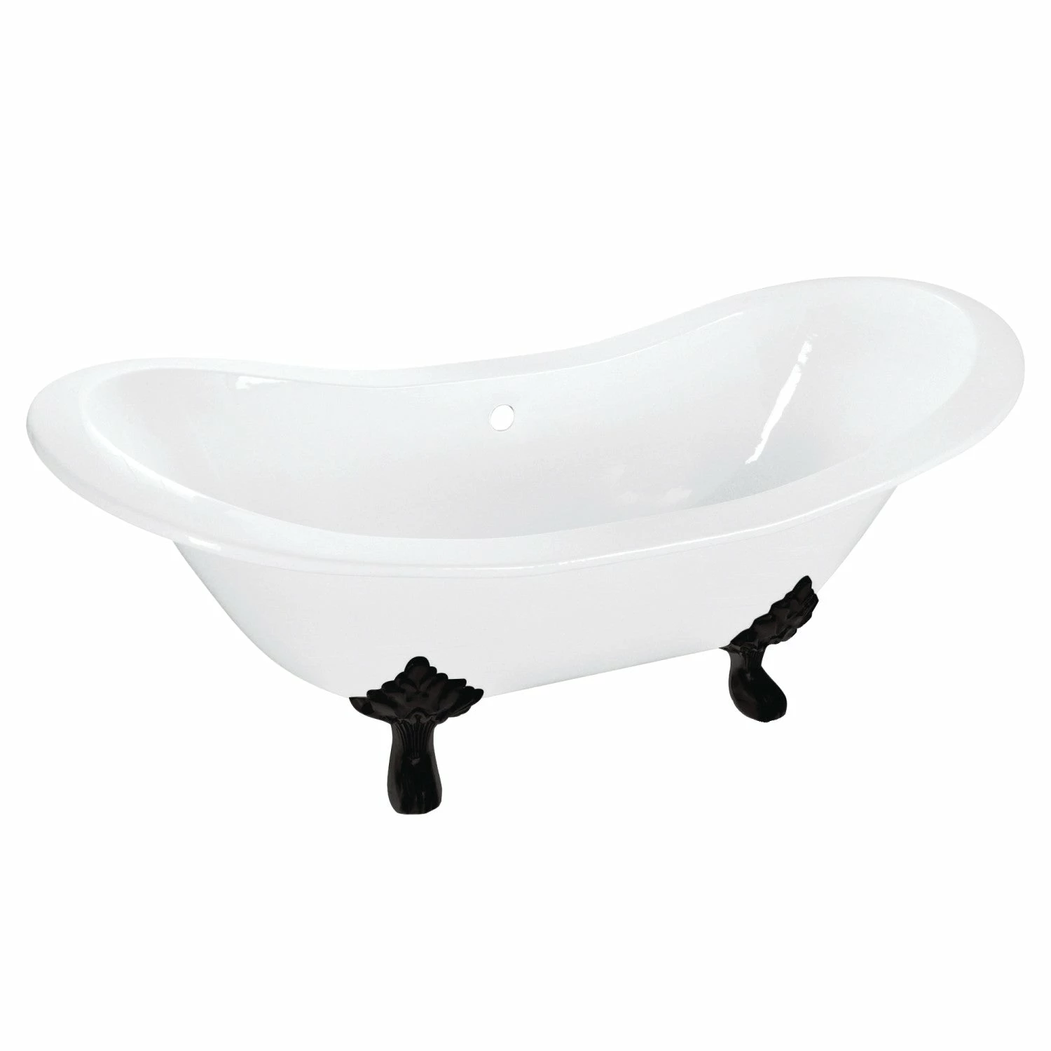 Aqua Eden VCTNDS6130NC0 61-Inch Cast Iron Double Slipper Clawfoot Tub (No Faucet Drillings), White/Matte Black - Image 2
