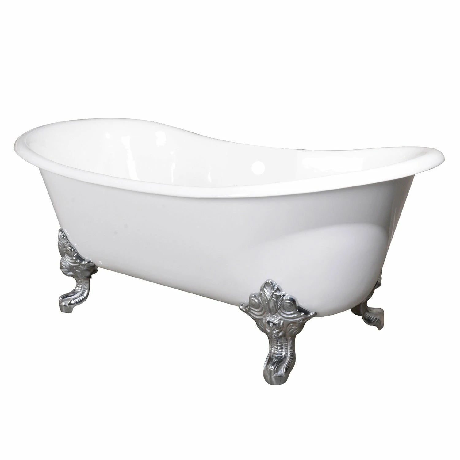 Aqua Eden VCTNDS6731NL1 67-Inch Cast Iron Double Slipper Clawfoot Tub (No Faucet Drillings), White/Polished Chrome - Image 5