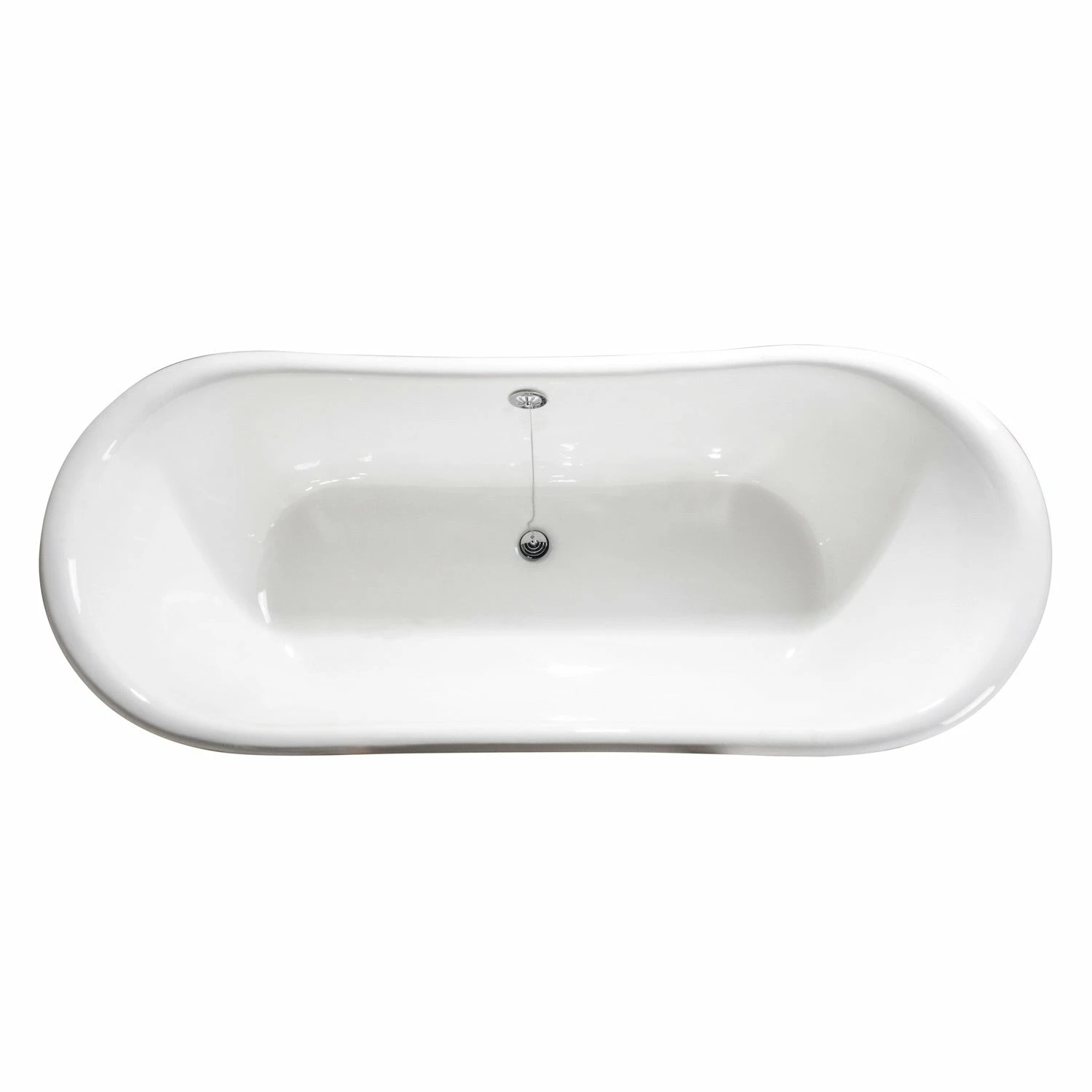 Aqua Eden VCTNDS6731NL1 67-Inch Cast Iron Double Slipper Clawfoot Tub (No Faucet Drillings), White/Polished Chrome - Image 7