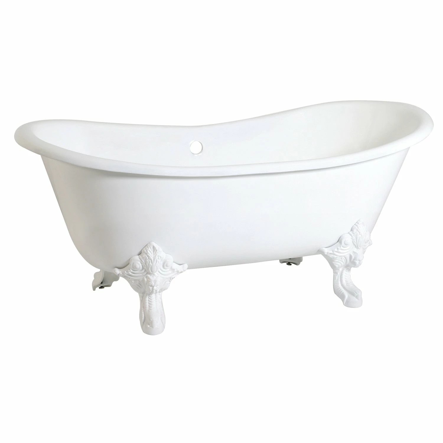 Aqua Eden VCTNDS6731NLW 67-Inch Cast Iron Double Slipper Clawfoot Tub (No Faucet Drillings), White - Image 5