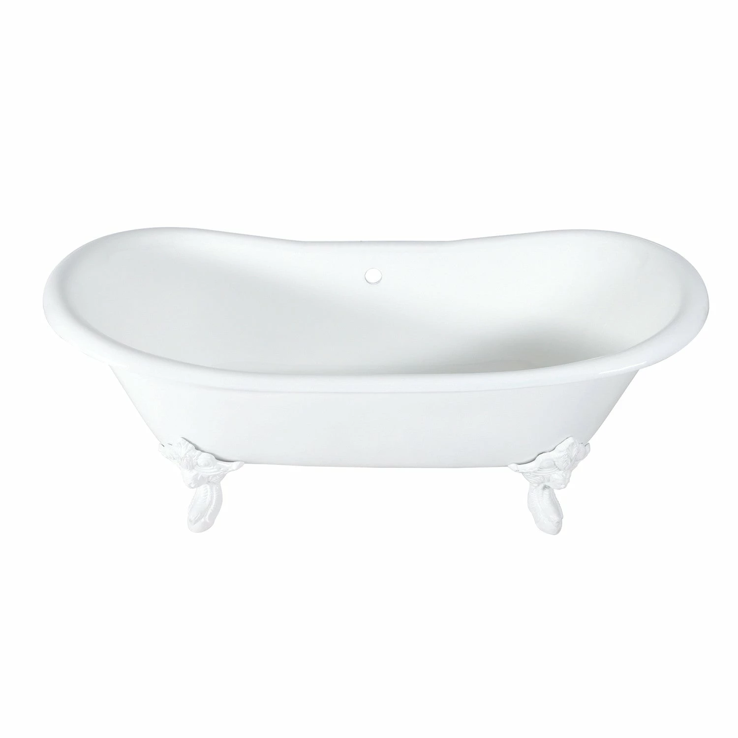 Aqua Eden VCTNDS7231NLW 72-Inch Cast Iron Double Slipper Clawfoot Tub (No Faucet Drillings), White - Image 4