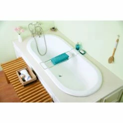 Aqua Eden VCTPN632717 63-Inch Cast Iron Oval Drop-In Tub With Center Drain Hole, White