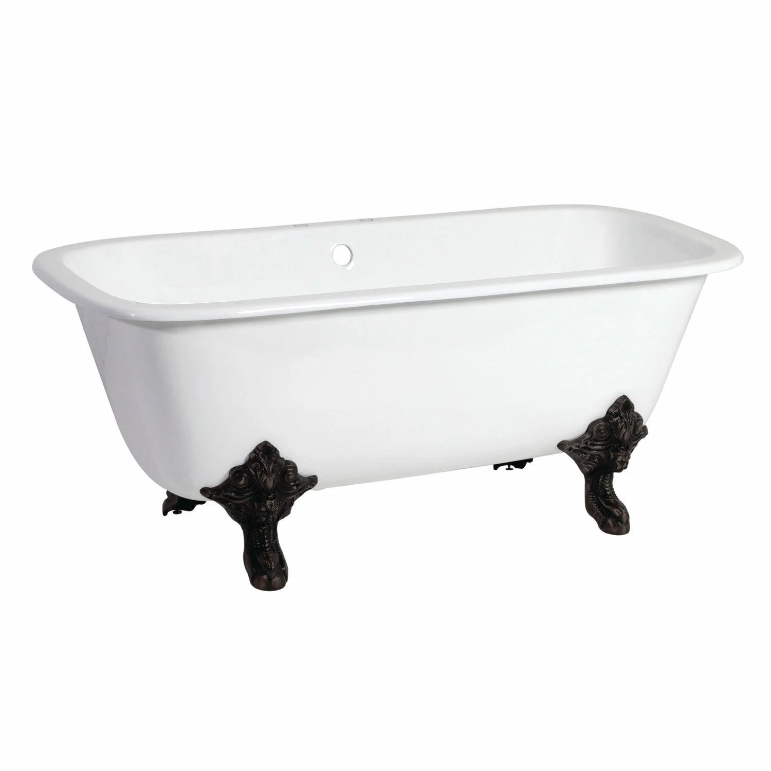 Aqua Eden VCTQ7D6732NL0 67-Inch Cast Iron Double Ended Clawfoot Tub With 7-Inch Faucet Drillings, White/Matte Black - Image 2