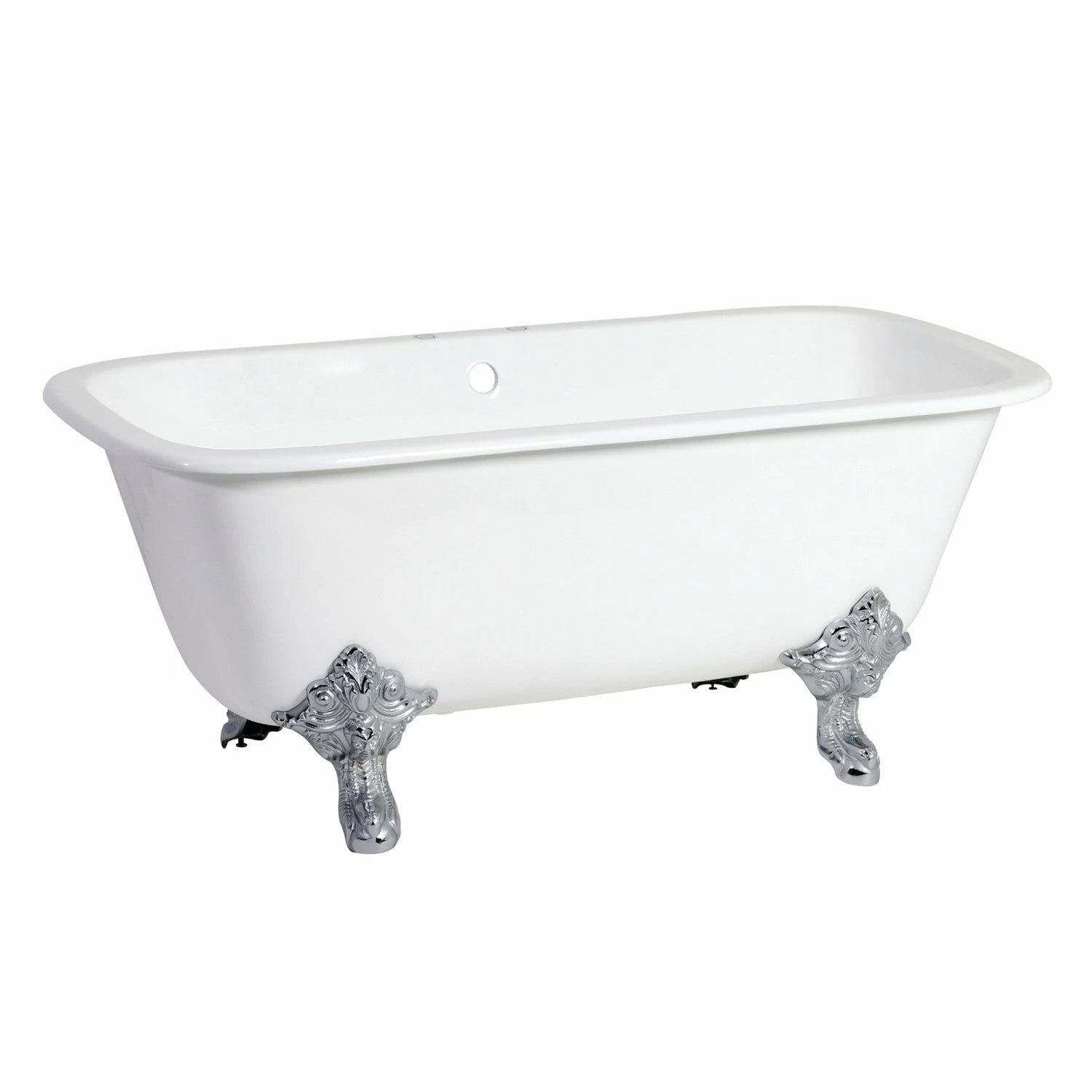 Aqua Eden VCTQ7D6732NL1 67-Inch Cast Iron Double Ended Clawfoot Tub With 7-Inch Faucet Drillings, White/Polished Chrome - Image 5
