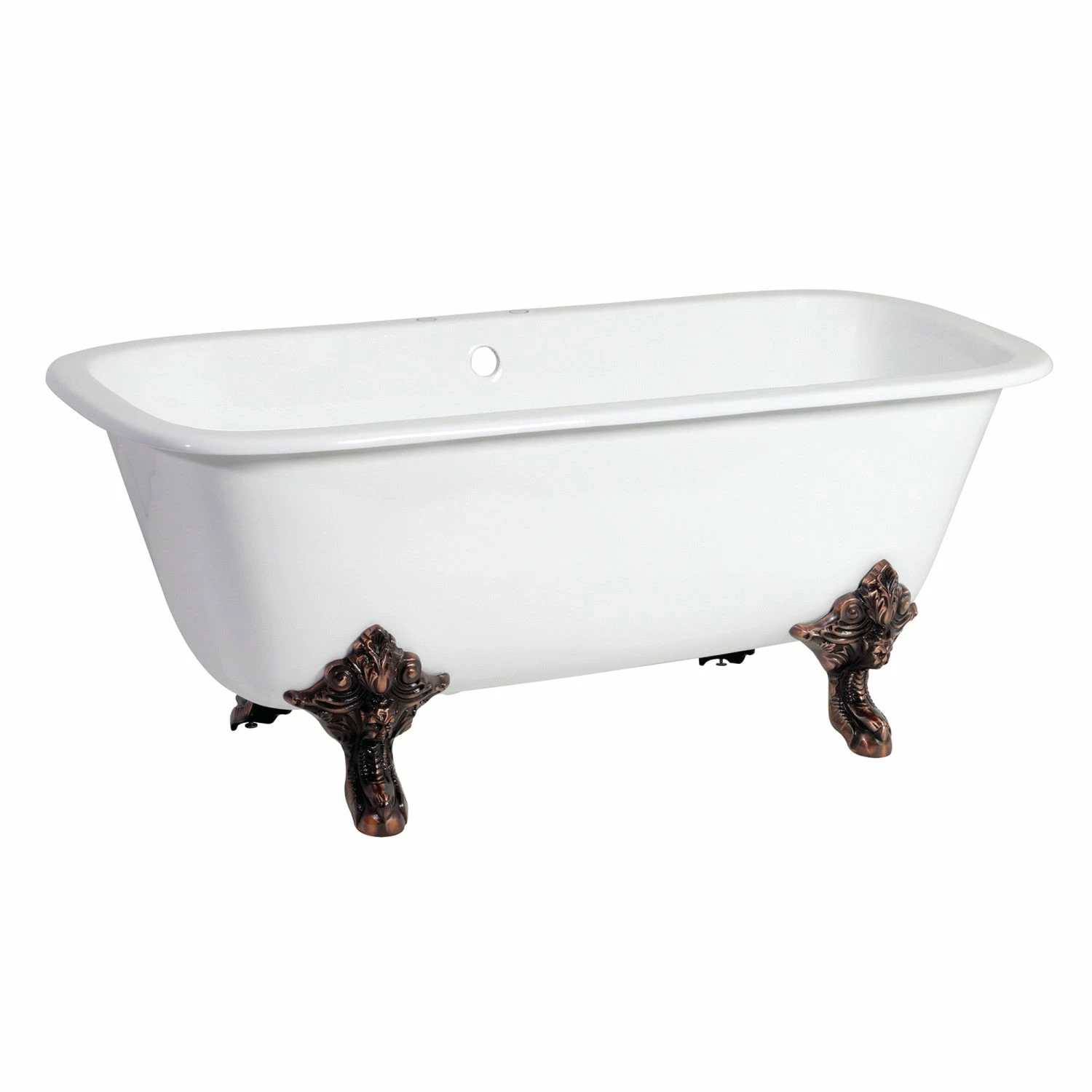 Aqua Eden VCTQ7D6732NL5 67-Inch Cast Iron Double Ended Clawfoot Tub With 7-Inch Faucet Drillings, White/Oil Rubbed Bronze - Image 5