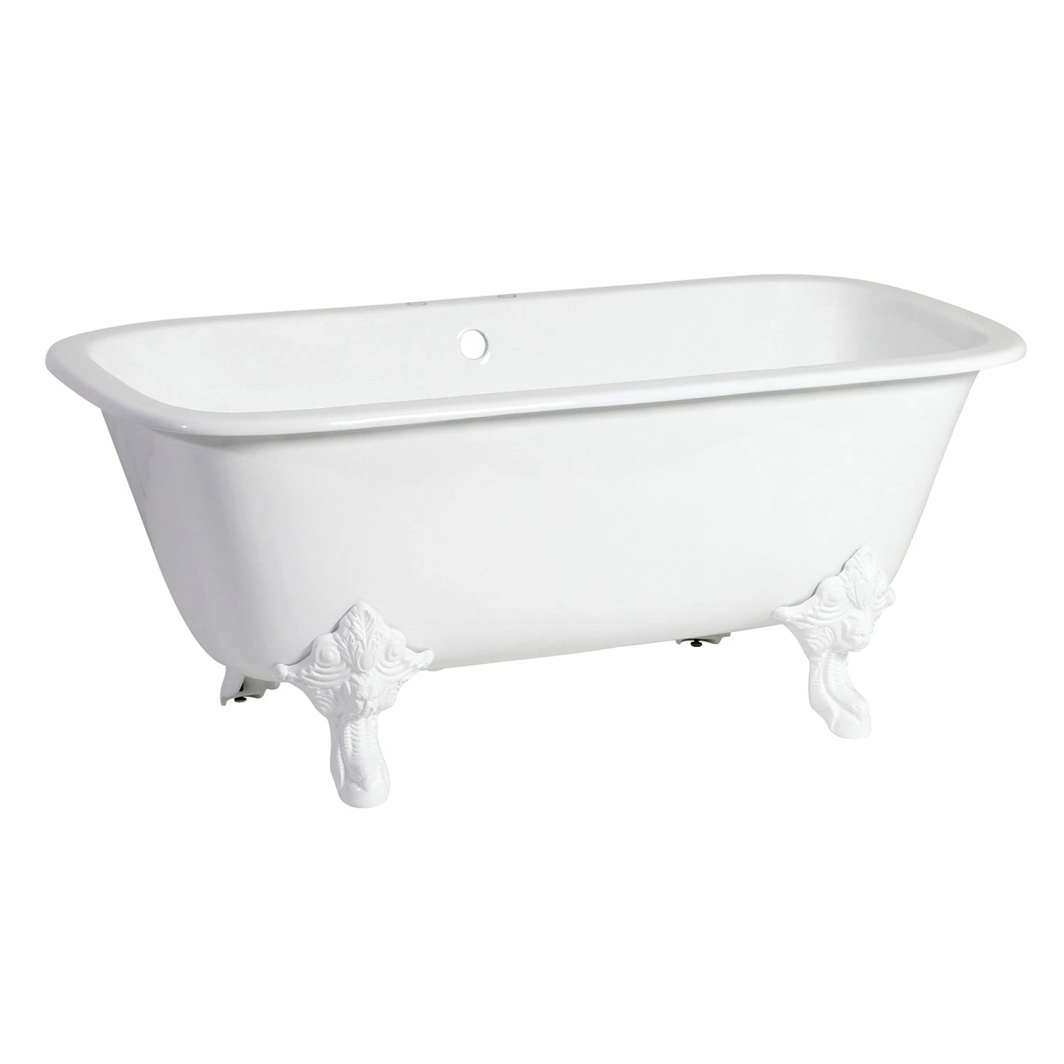 Aqua Eden VCTQ7D6732NLW 67-Inch Cast Iron Double Ended Clawfoot Tub With 7-Inch Faucet Drillings, White - Image 2