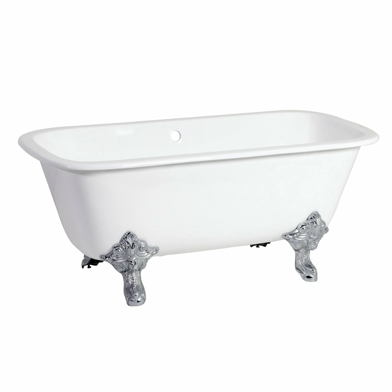 Aqua Eden VCTQND6732NL1 67-Inch Cast Iron Double Ended Clawfoot Tub (No Faucet Drillings), White/Polished Chrome - Image 5