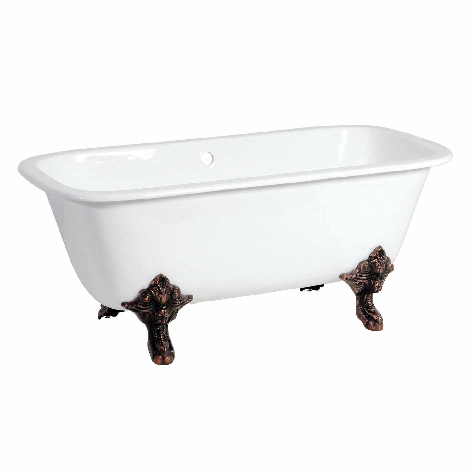 Aqua Eden VCTQND6732NL5 67-Inch Cast Iron Double Ended Clawfoot Tub (No Faucet Drillings), White/Oil Rubbed Bronze - Image 5