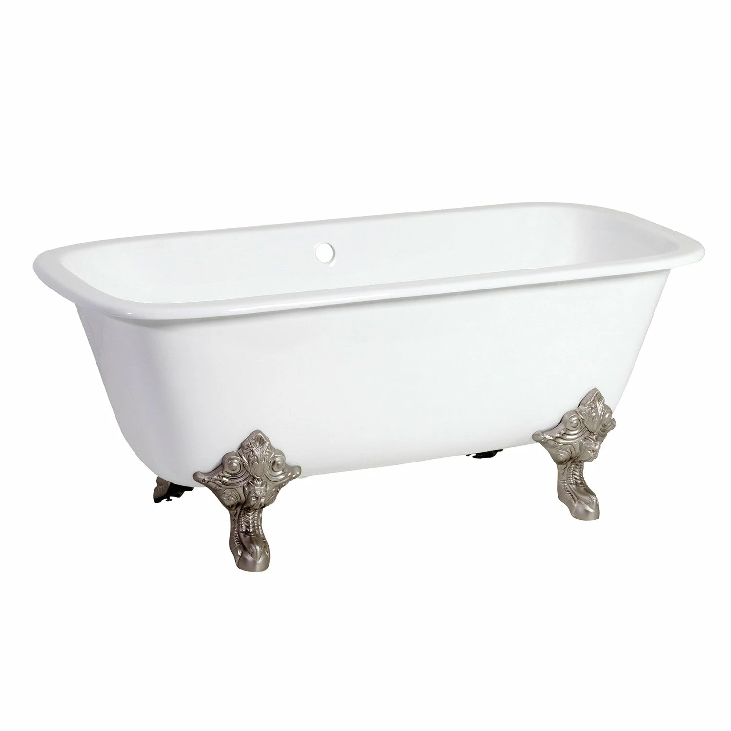 Aqua Eden VCTQND6732NL8 67-Inch Cast Iron Double Ended Clawfoot Tub (No Faucet Drillings), White/Brushed Nickel - Image 5