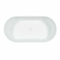 Arcticstone VRTDE593023 59-Inch Double Ended Solid Surface Pedestal Tub With Drain, Glossy White/Matte White