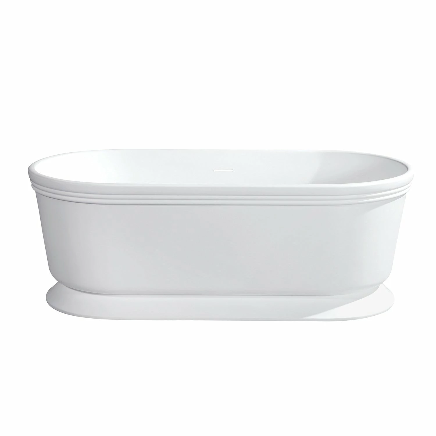 Arcticstone VRTDE593023 59-Inch Double Ended Solid Surface Pedestal Tub With Drain, Glossy White/Matte White - Image 2
